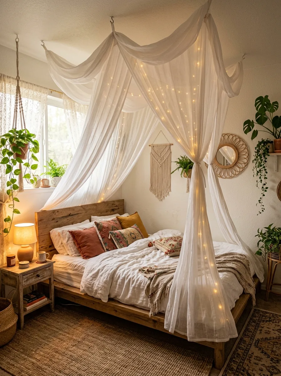Canopy over bed