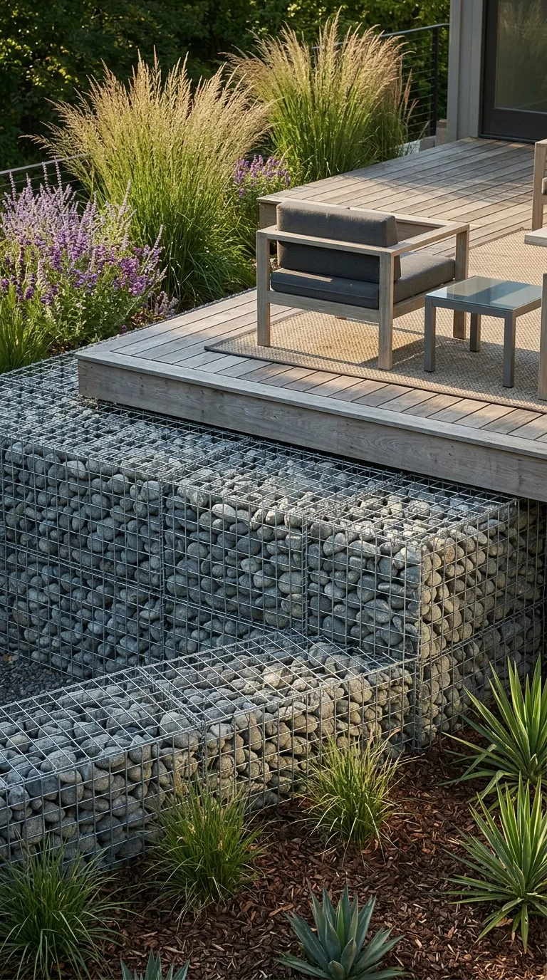 Gabion basket skirting