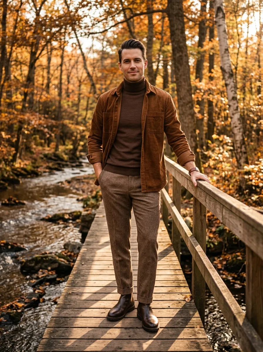 brown layered outfit