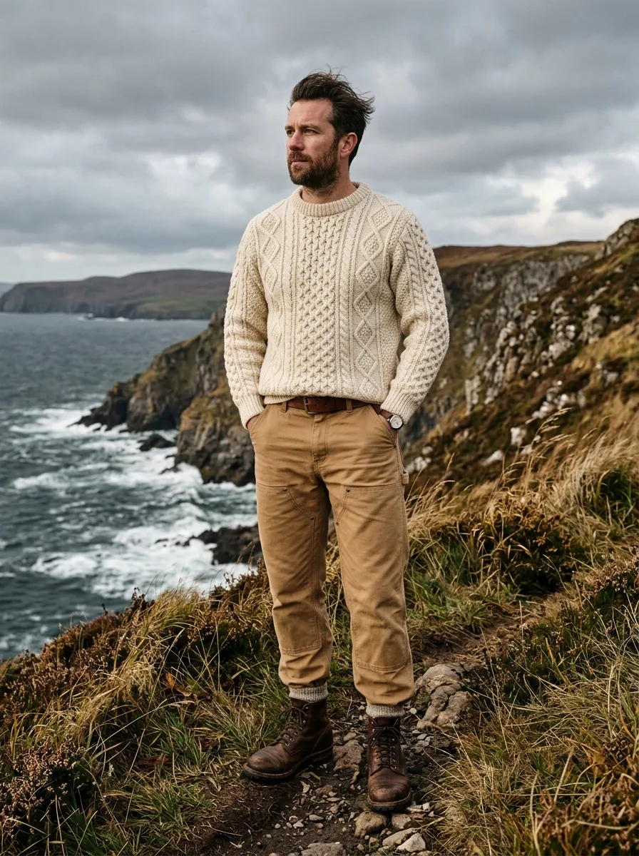 sweater and chinos