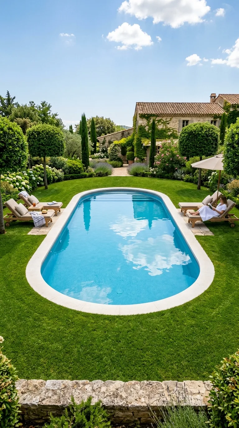 oval pool with grass