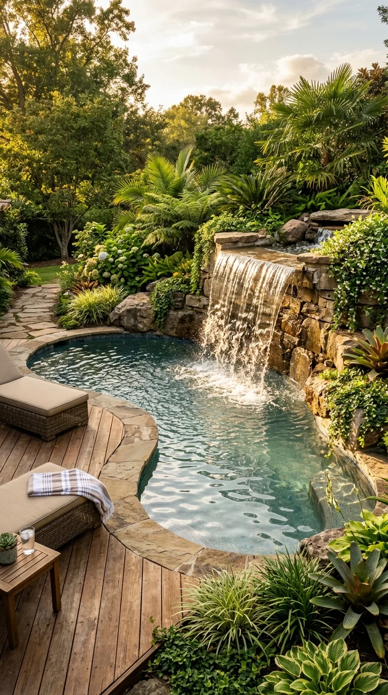 pool with waterfall