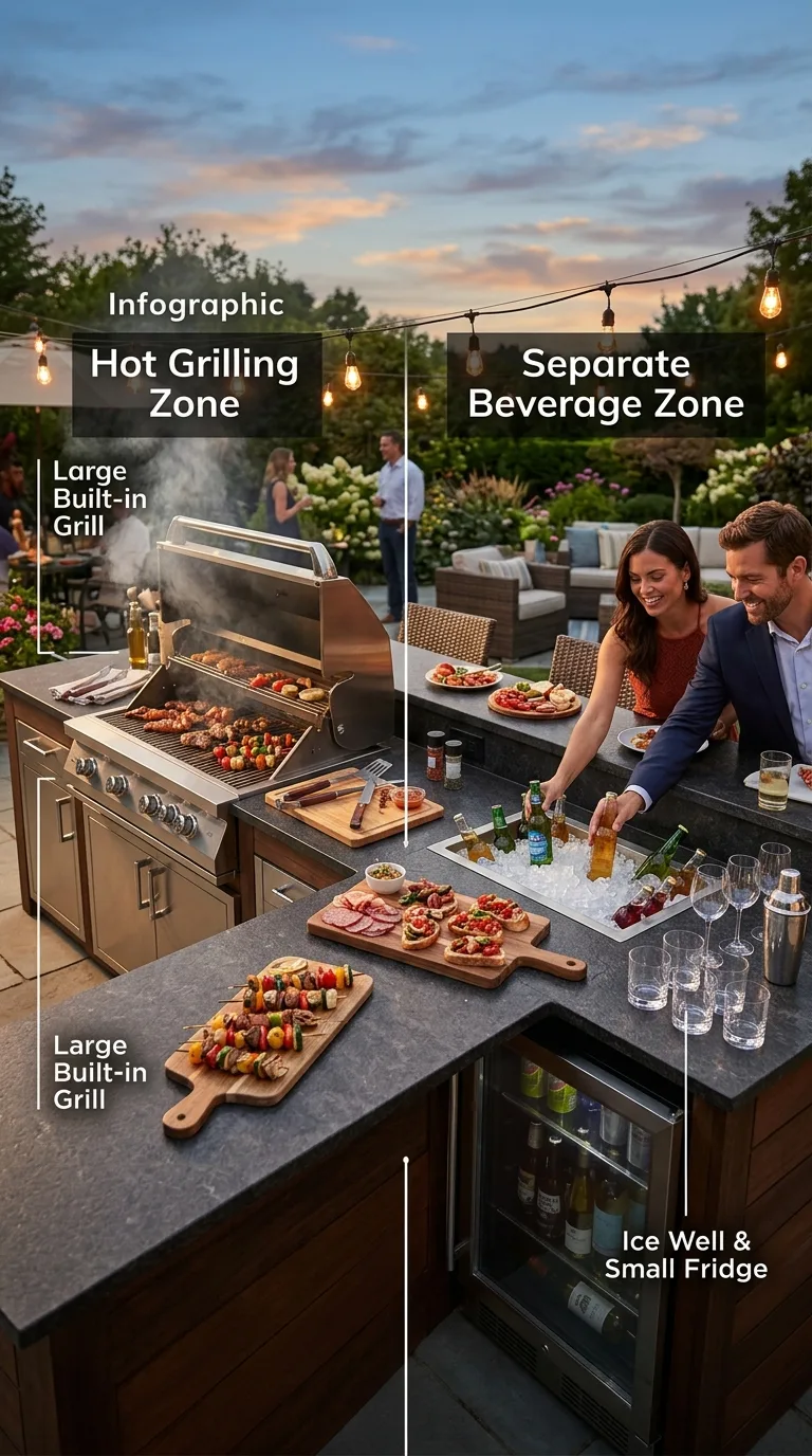Two zone outdoor kitchen