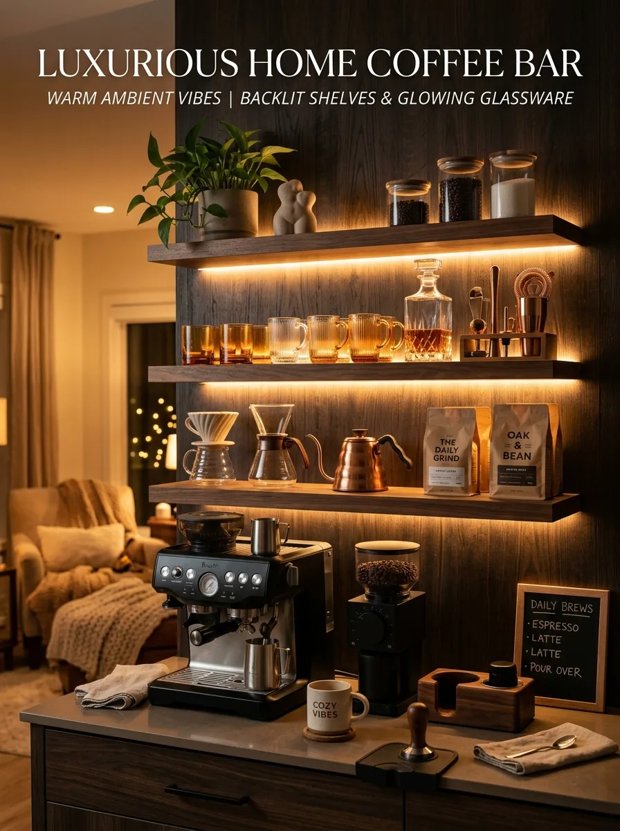 backlit shelf