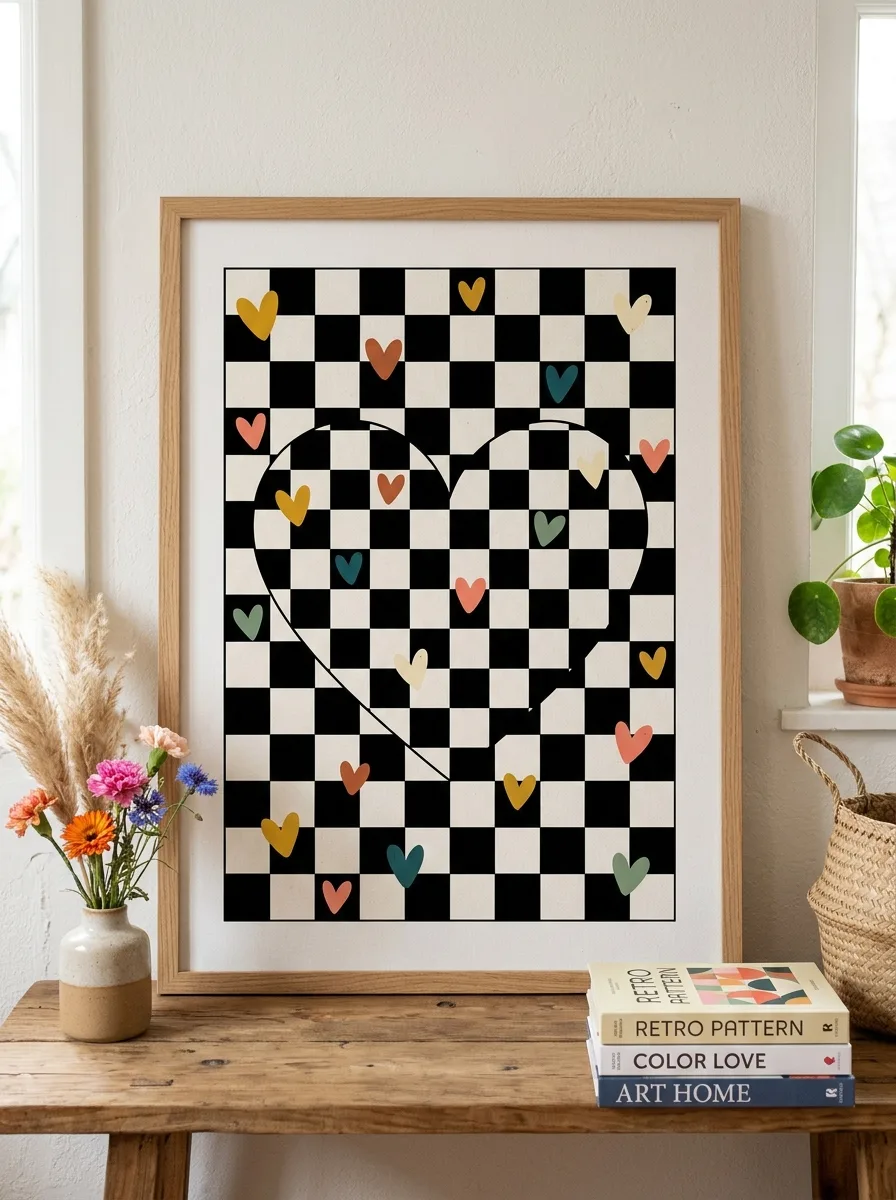 Checkerboard heart patterns