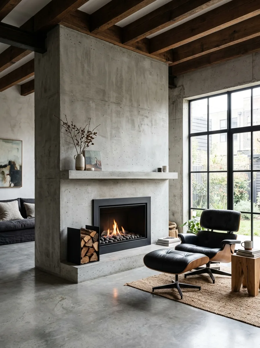 Concrete fireplace