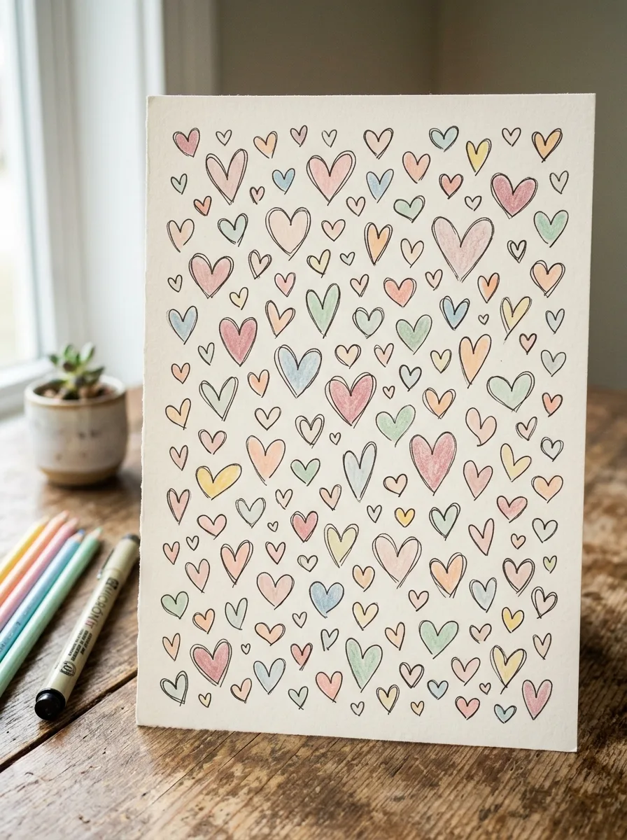 Doodle heart pattern