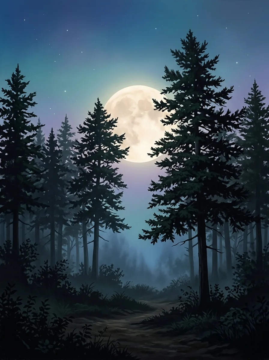 Forest and moon