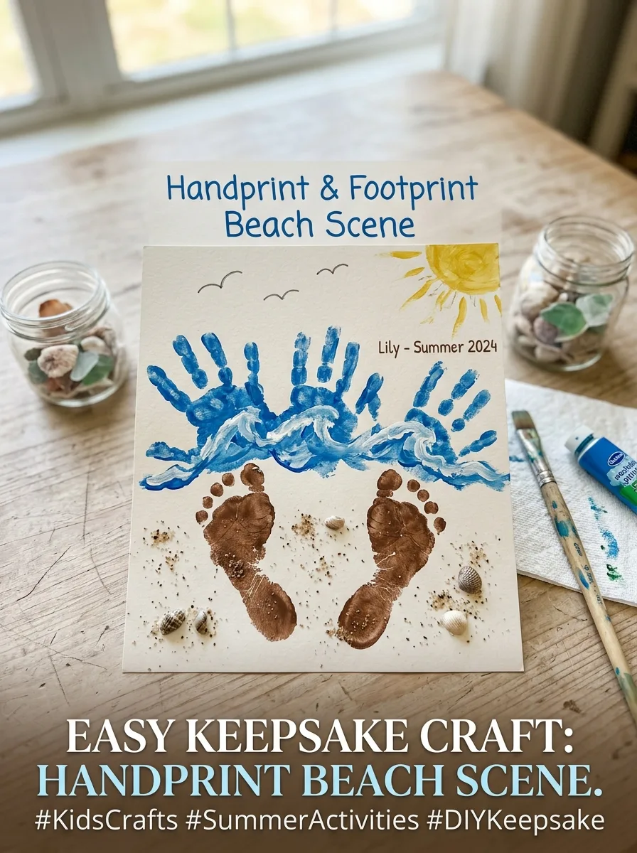 Handprint beach scene