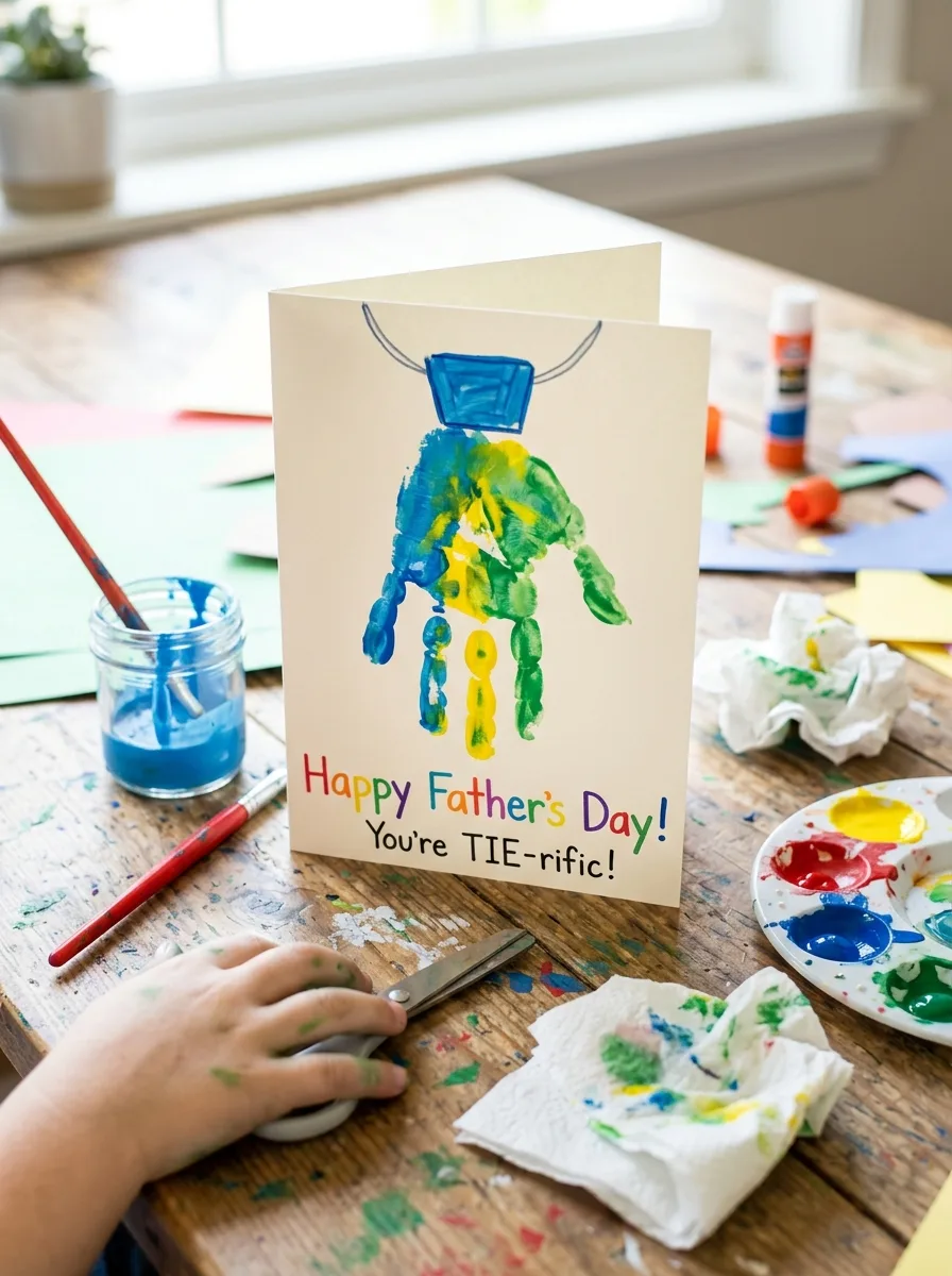 Handprint tie card