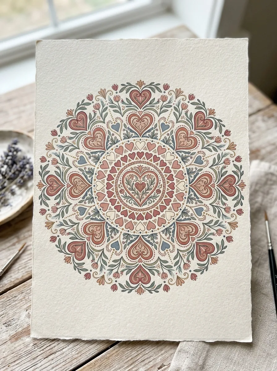 Heart mandala pattern