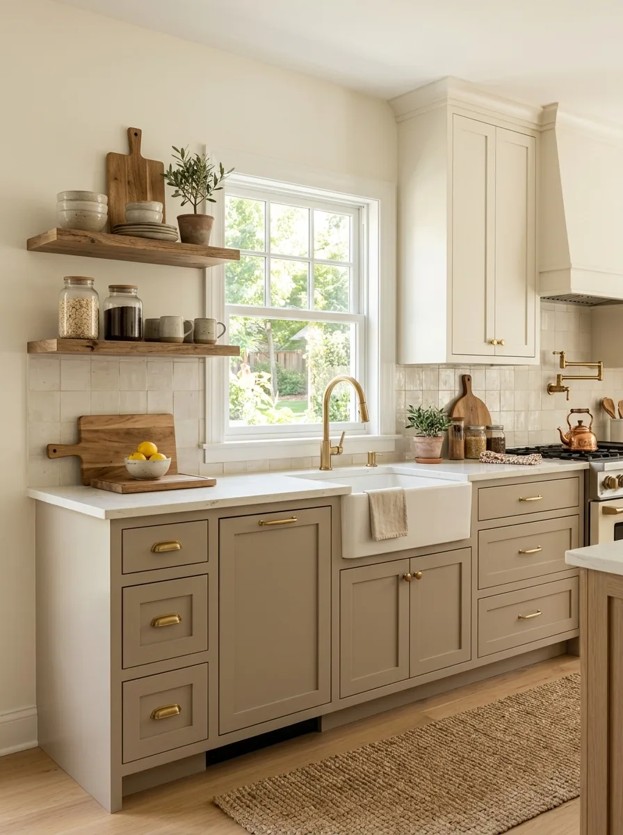 greige cabinets