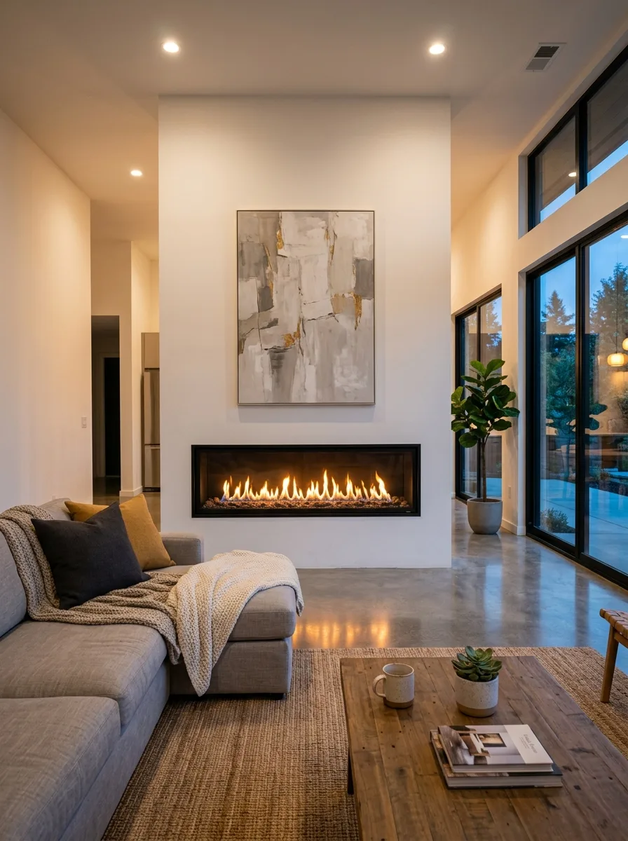 Linear gas fireplace