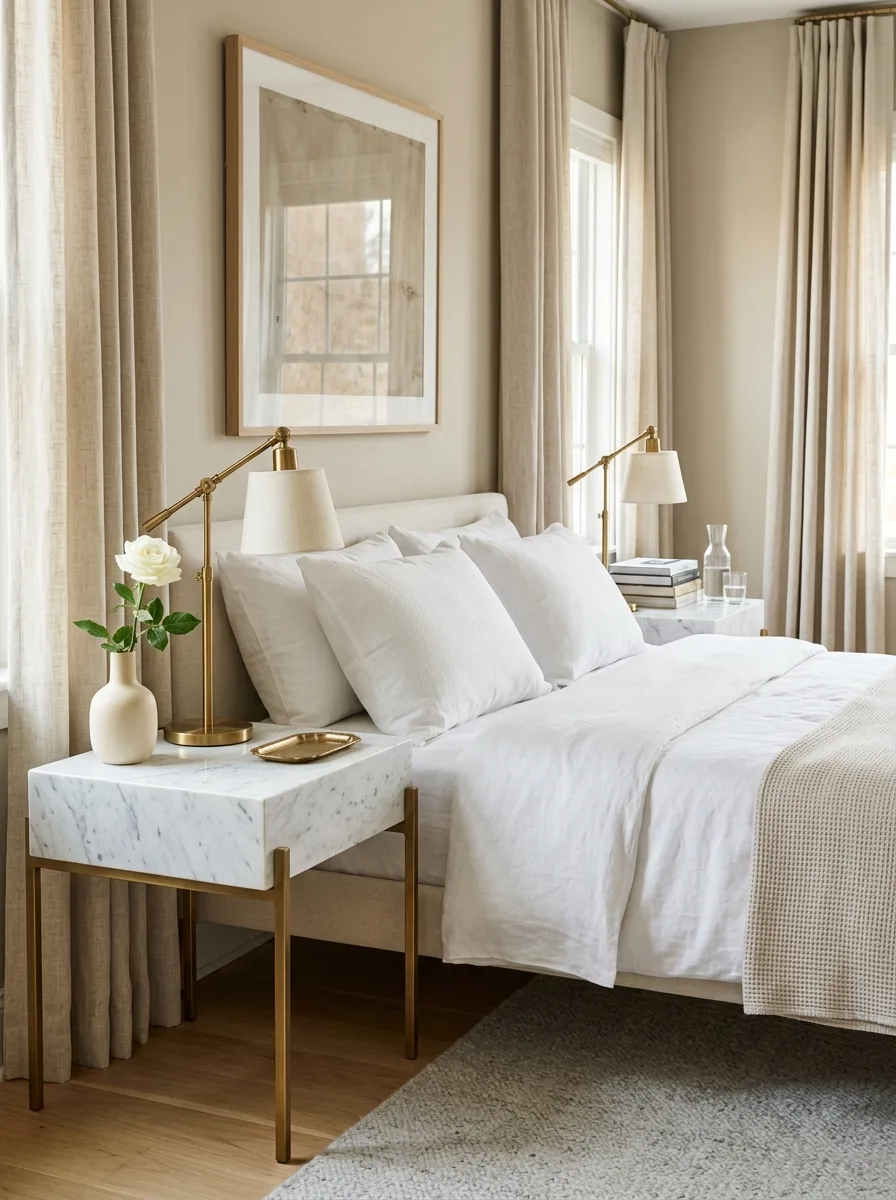 Marble topped nightstads