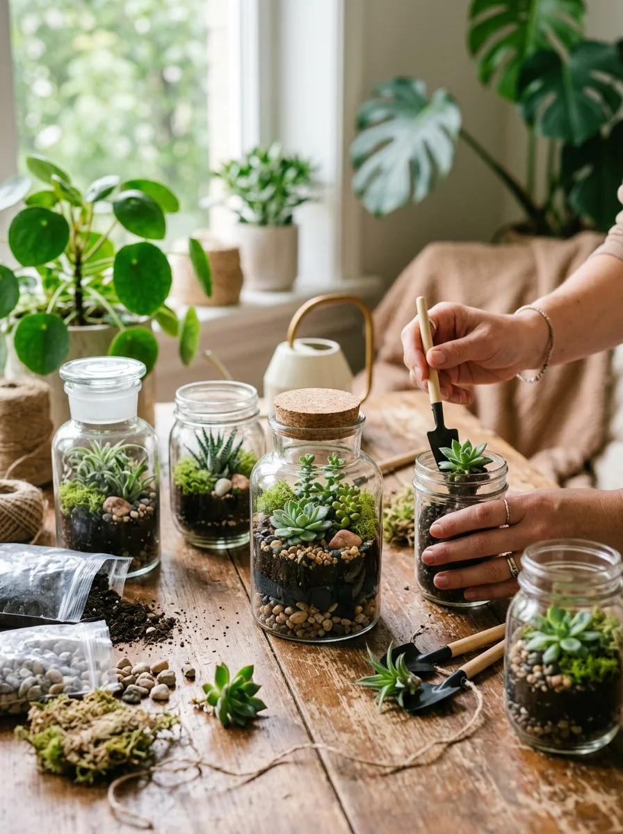 Mini terrarium making
