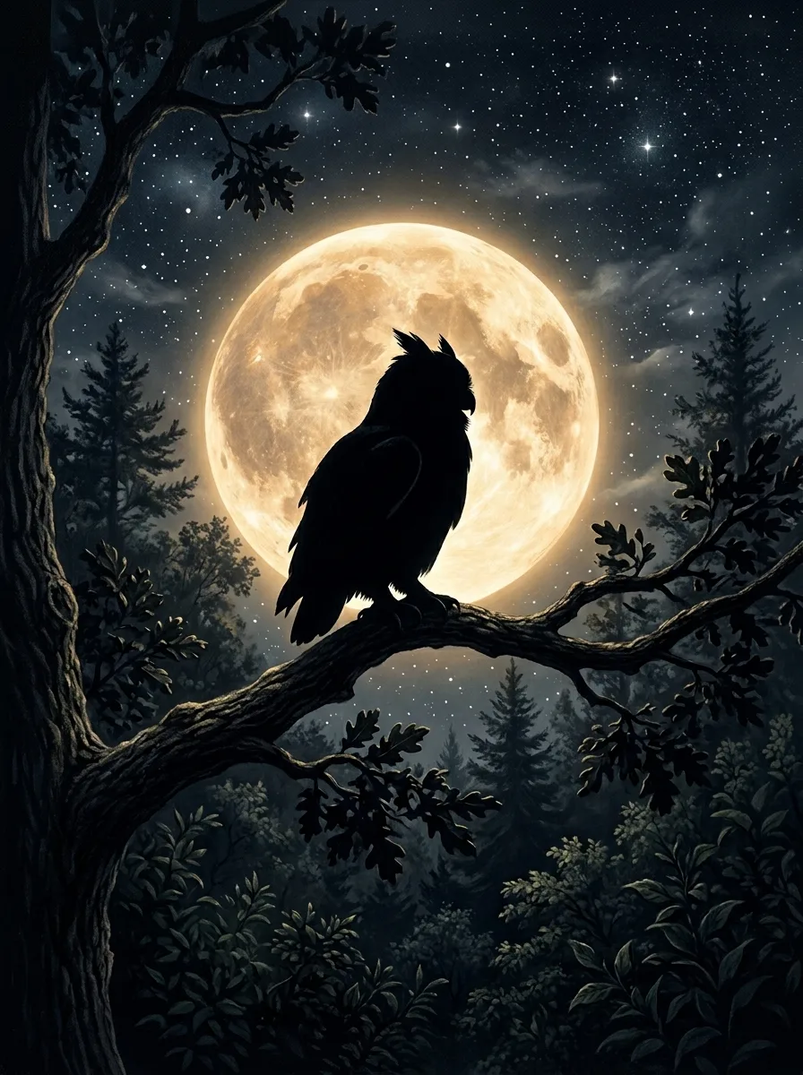 Moon and owl