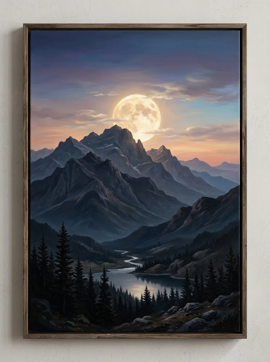 Moon over mountains