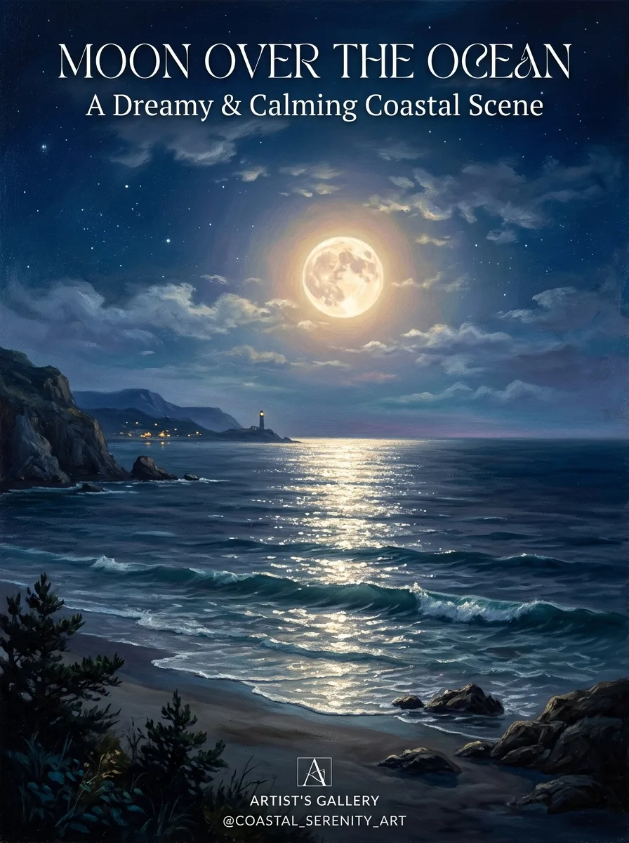 Moon over ocean