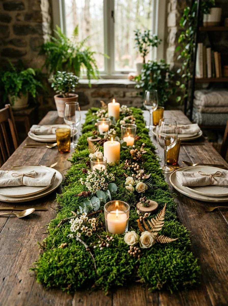 Moss table runner