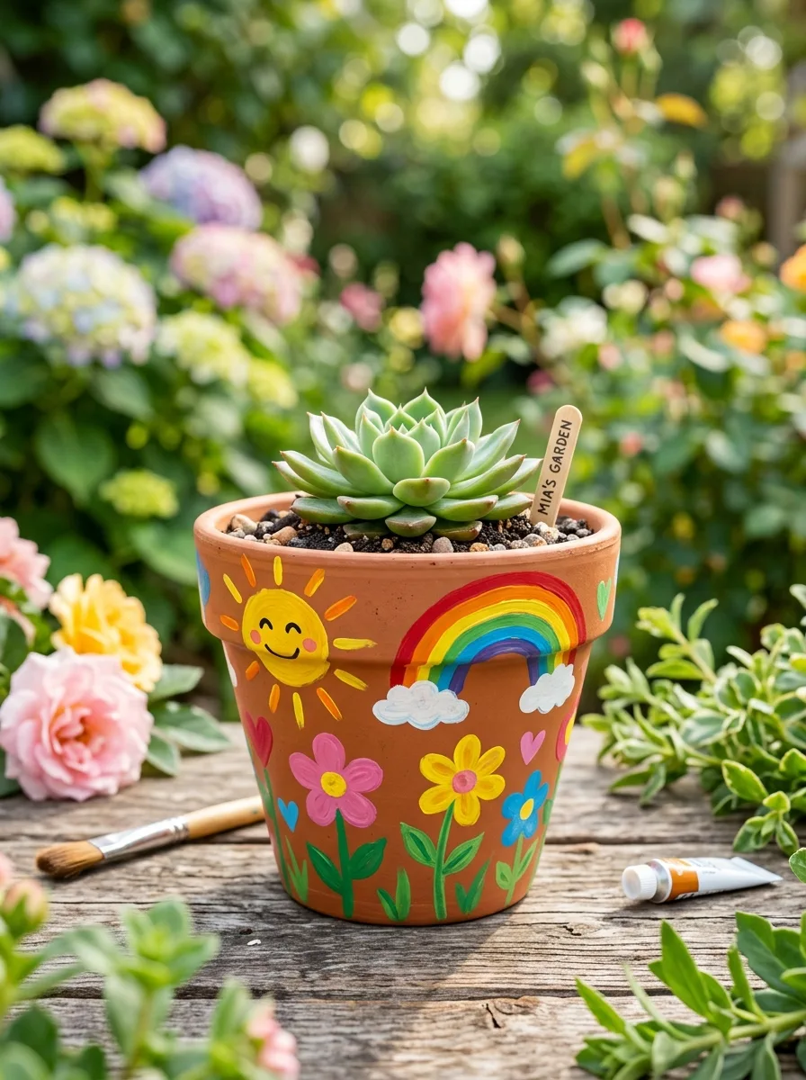 Painted flower pot