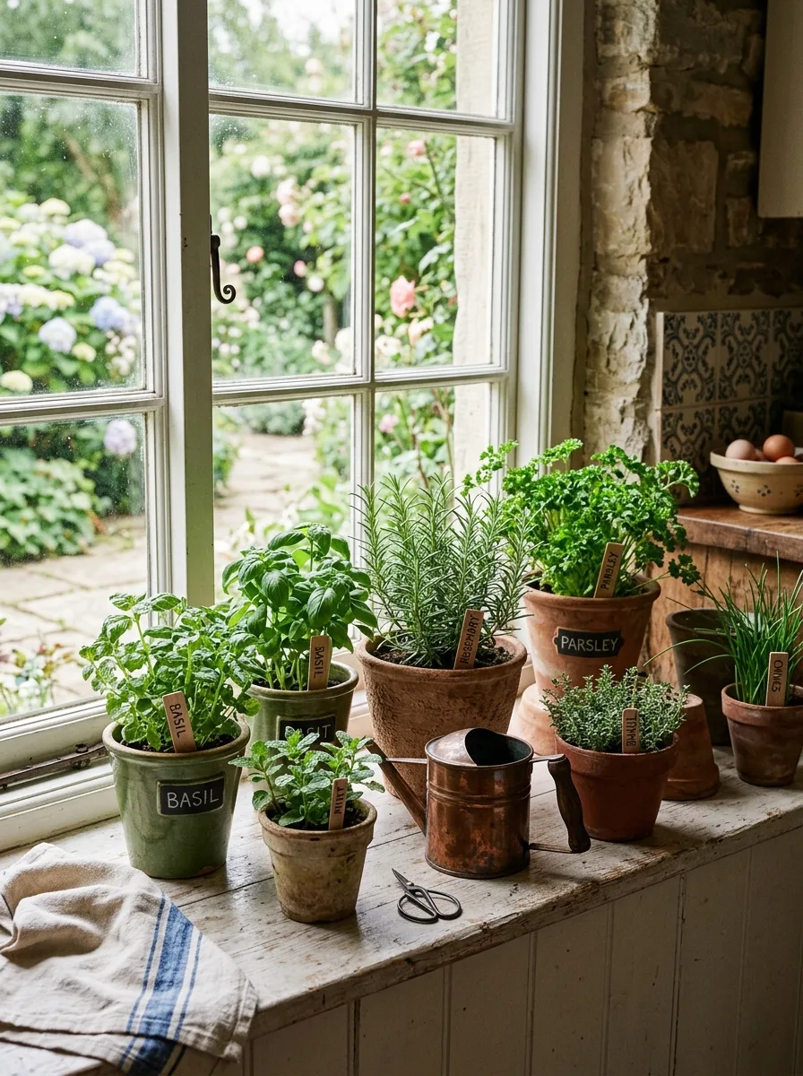 potted herbs