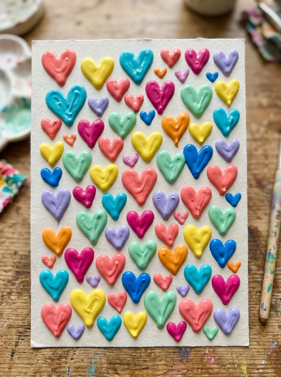 Puffy paint heart pattern