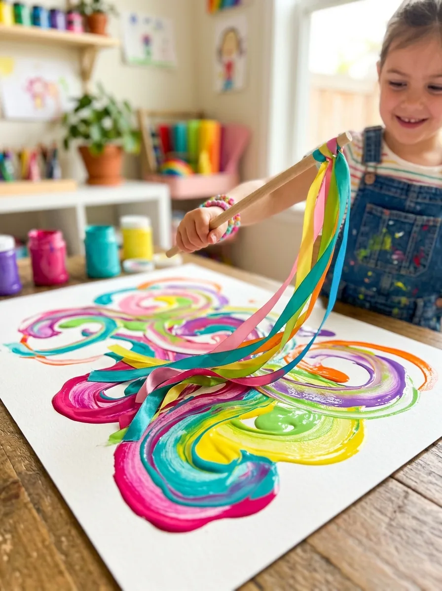 Ribbon dancing paint