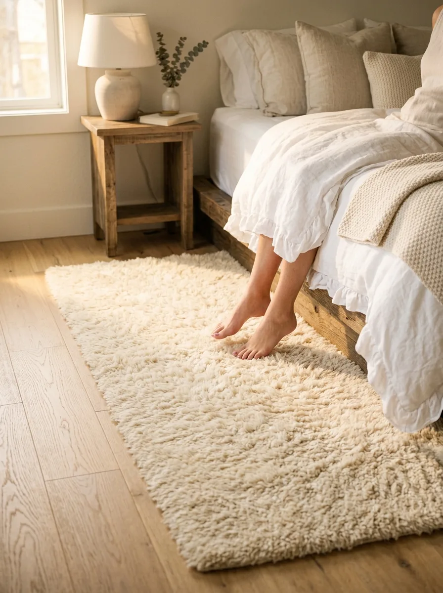 Rug beside bed