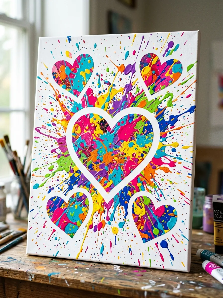 Splatter paint hearts