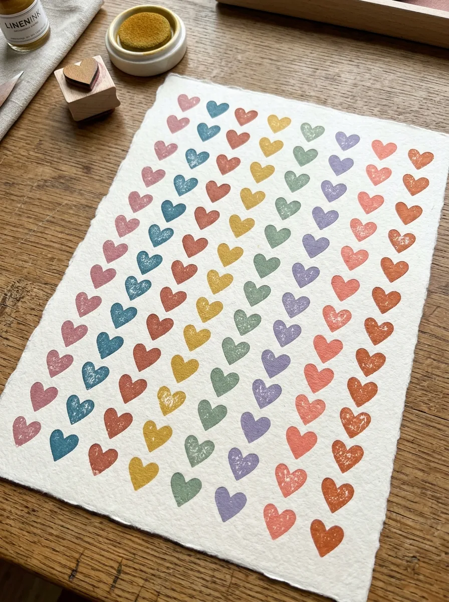 Stamped heart pattern