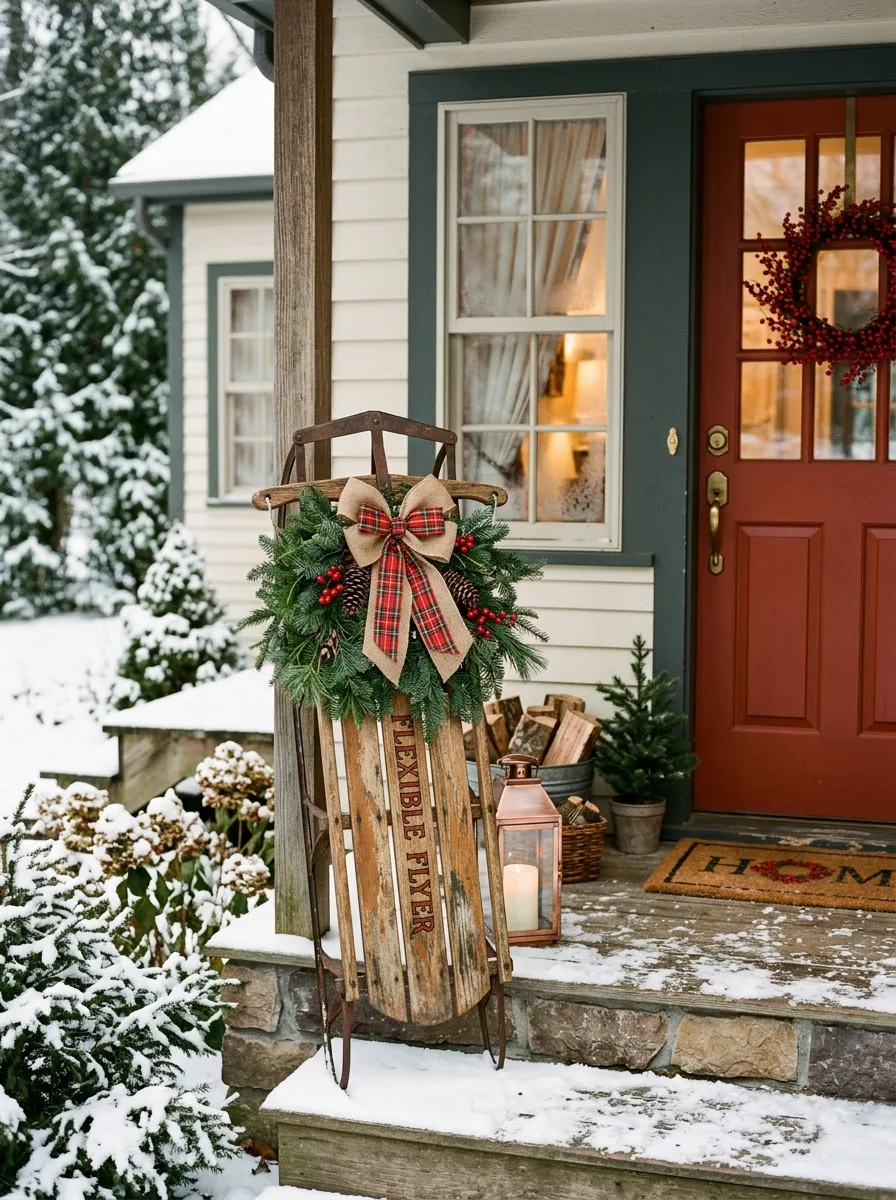 vintage wooden sled