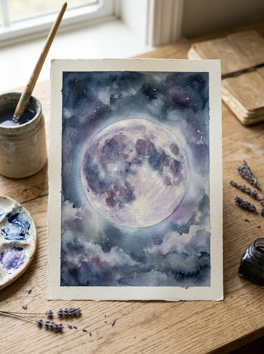 Watercolor moon