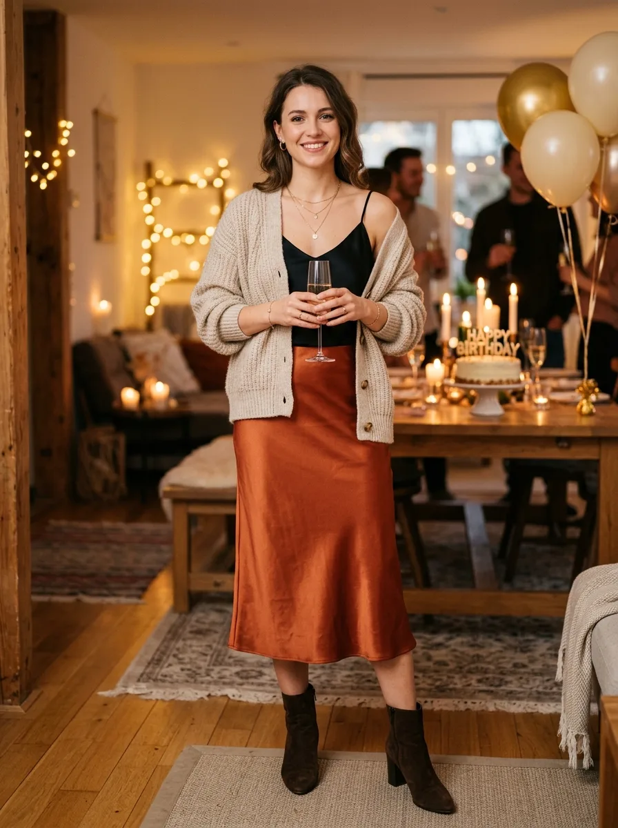 cardigan slip skirt