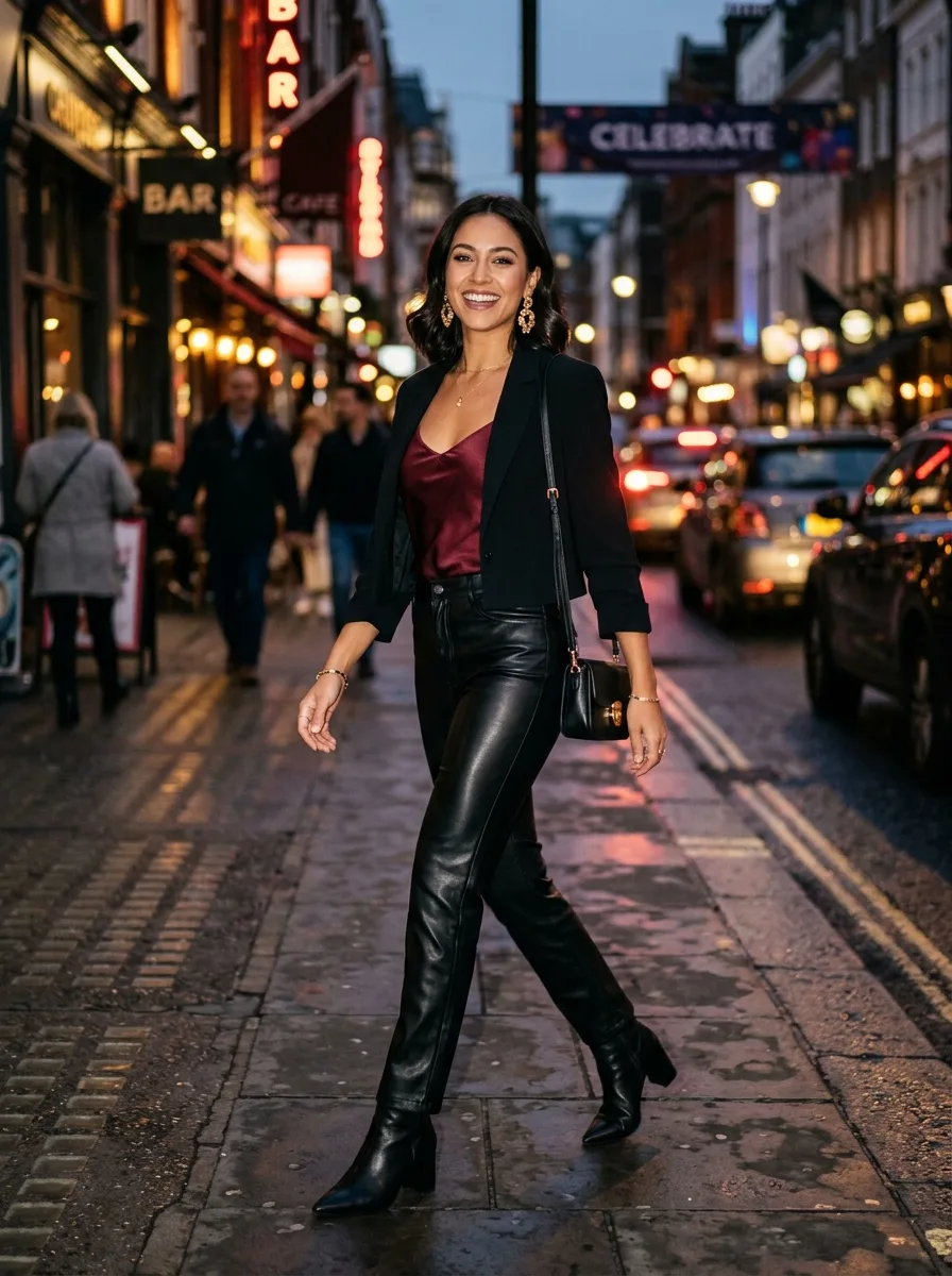 Silk cami leather