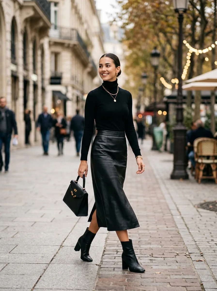 turtleneck leather