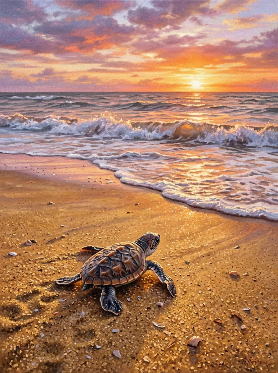 Turtle on sandy beach