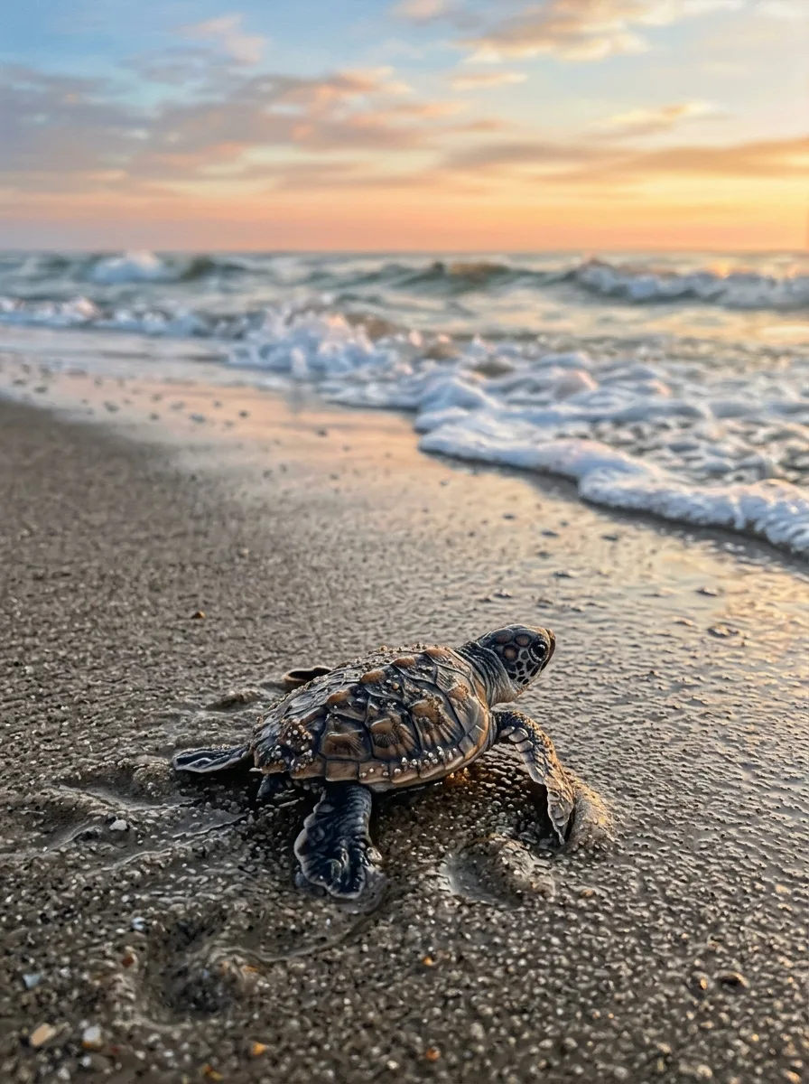 Baby turtle on beach
