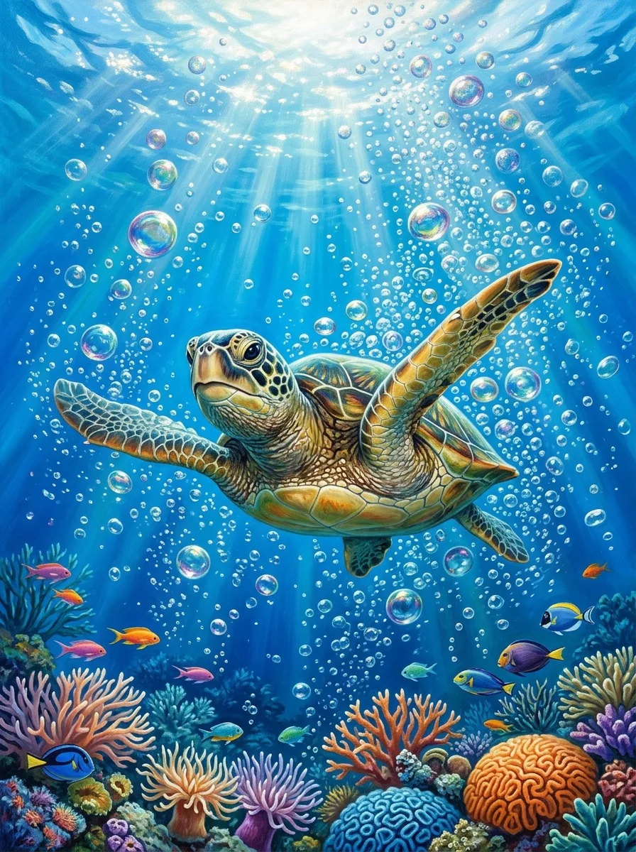 Turtle and bubbles
